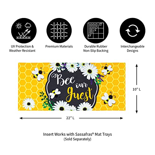 Evergreen Sassafras Bee Our Guest Frame Doormat | Indoor and Outdoor Use | 22-inches x 10-inches | Non-Slip Backing All-